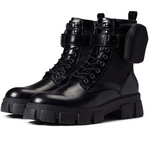 Steve Madden Cortina Black Leather Combat Boots